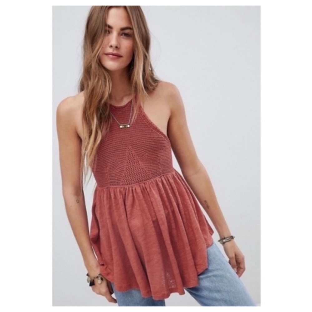 Free People | Boho Crochet Festival Halter Road Trip Top In Apple Chutney | S
